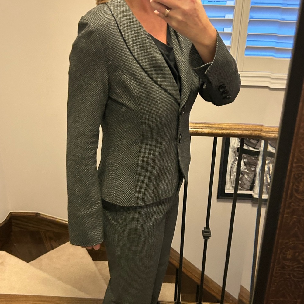 Vintage Dark Blue/Black/Grey Women's Charcoal Blazer with Pants